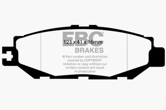 EBC Redstuff rear brake pads for Lexus LS400 1993-1994, high-performance brake pads with red friction material.