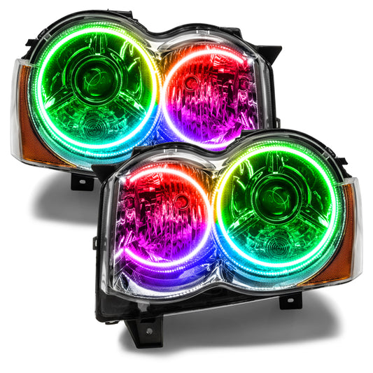 Oracle Lighting Jeep Grand Cherokee 2008-2010 HID ColorSHIFT headlights showing the sleek headlight assembly with color-changing LED accents.