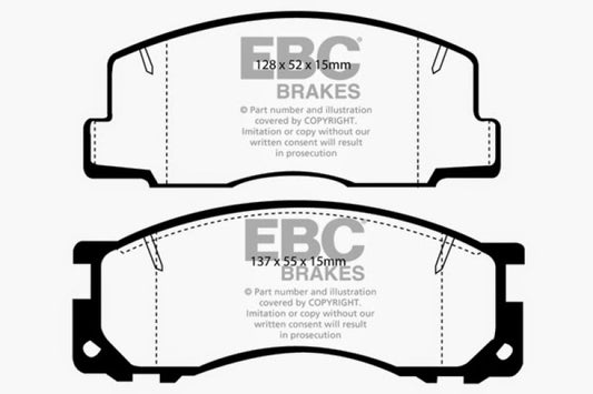 EBC Ultimax2 front brake pads and rear drums for Toyota Previa 1990-1993, OE quality brake components, visible OEM design
