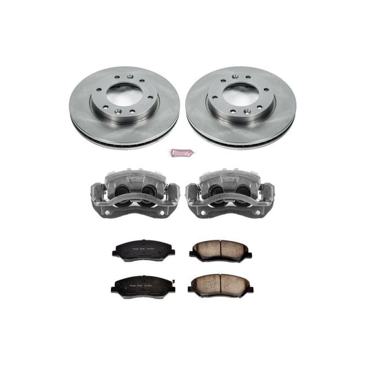 PowerStop OE front brake kit with calipers for 2007-2008 Hyundai Entourage, including brake rotors and calipers.