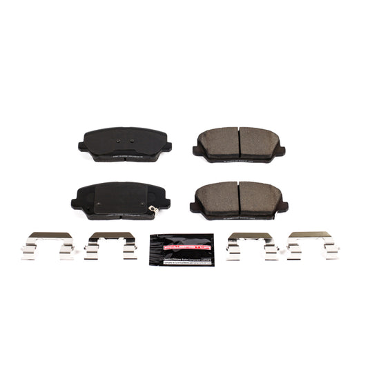 PowerStop 16-17 Hyundai Veloster Z23 Evolution Sport Brake Pads with hardware, high-performance front brake components.