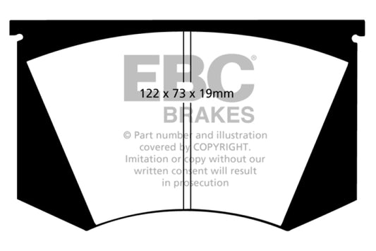 EBC 64-66 Ac Cobra 7.0 Redstuff performance front brake pads, high-performance automotive brake pads with red friction material