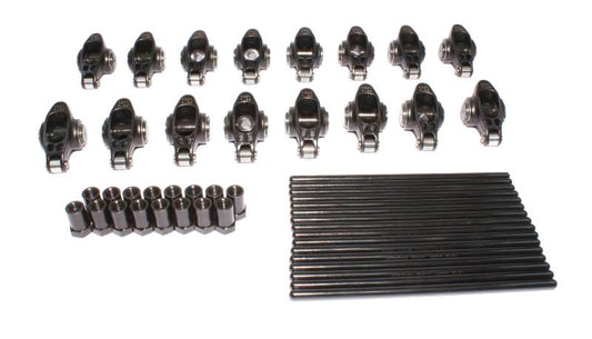 COMP Cams Ultra Pro rocker and pushrod kit showing durable pushrods and precision components for performance engine upgrades.