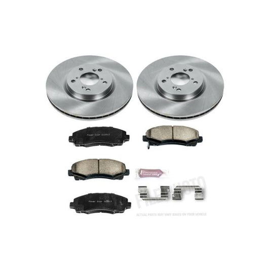 PowerStop OE brake kit for 2012-2014 Honda Ridgeline front brakes, including rotors and pads for reliable stopping power.
