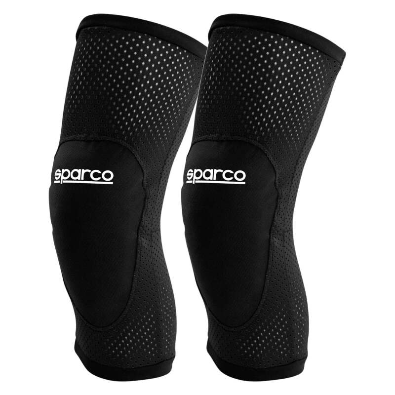 Black Sparco Kart knee pads in medium size with padded protection for kart racing or motorsport activities.