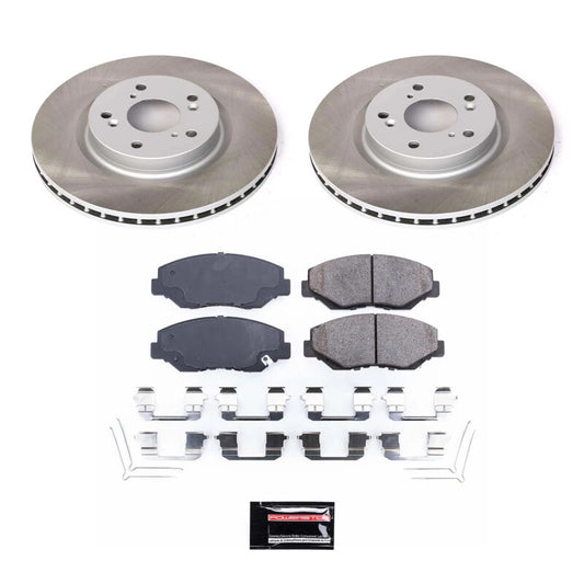 PowerStop performance semi-coated front brake rotor kit for Honda CR-V 2012-2016, showing the brake rotor with vented design.