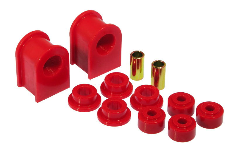 Red Prothane sway bar bushing for 75-98 Ford trucks, 1 1/8 inch size, designed for 2.5 inch frames with stud to eye end links
