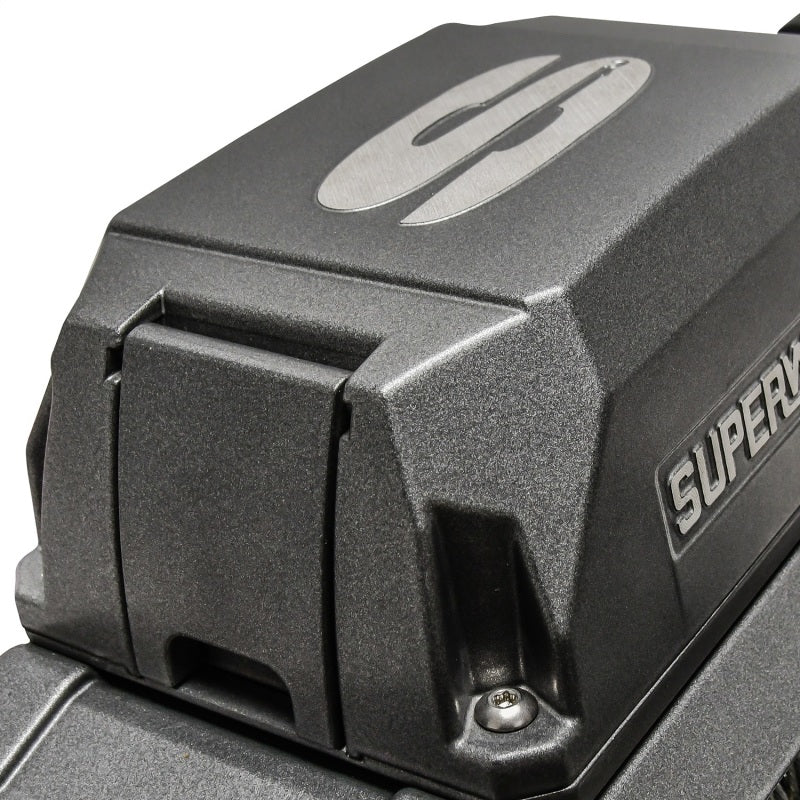 Superwinch 12000 LBS 12V DC winch with synthetic rope, 3/8 inch x 80 feet, in graphite color.