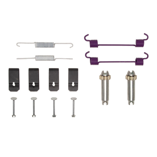 DFC 98-23 Chrysler 300 parking brake drum hardware kit showing metal clips and springs for brake assembly.