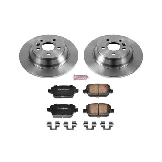 PowerStop OE rear brake kit for 2007-2011 Volvo S80 with brake rotors and pads, designed for reliable stopping performance.