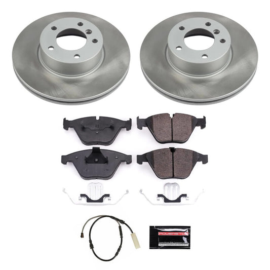 PowerStop front semi-coated brake rotor kit for BMW X1 (2013-2015), performance brake kit with blank rotor design.