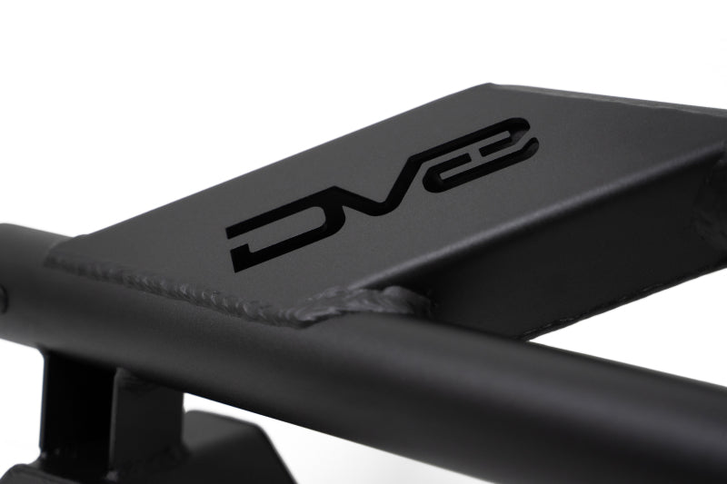 DV8 Offroad Jeep Wrangler JL 4-door FS-15 Series rock sliders mounted on vehicle for side protection and off-road durability