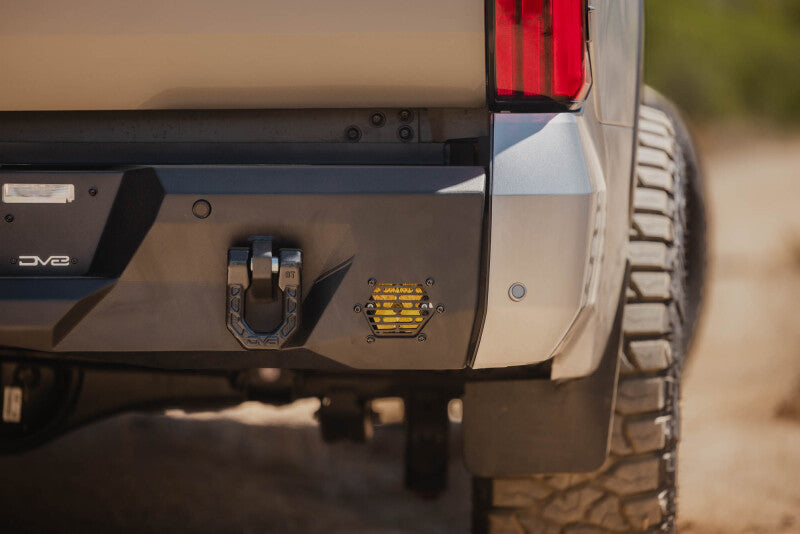 Steel rear bumper for Toyota Tundra DV8 Offroad Spec Series, rugged black finish, heavy-duty design for off-road durability.