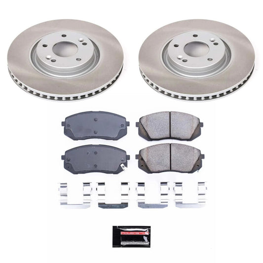 PowerStop semi-coated front brake rotor kit for 2014-2016 Kia Cadenza, performance blank rotors with detailed surface finish