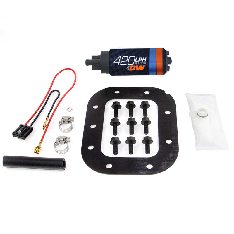 DeatschWerks DW420 Series 420lph in-tank fuel pump with installation kit for Chevrolet Corvette 1984-1985 5.7L engine.