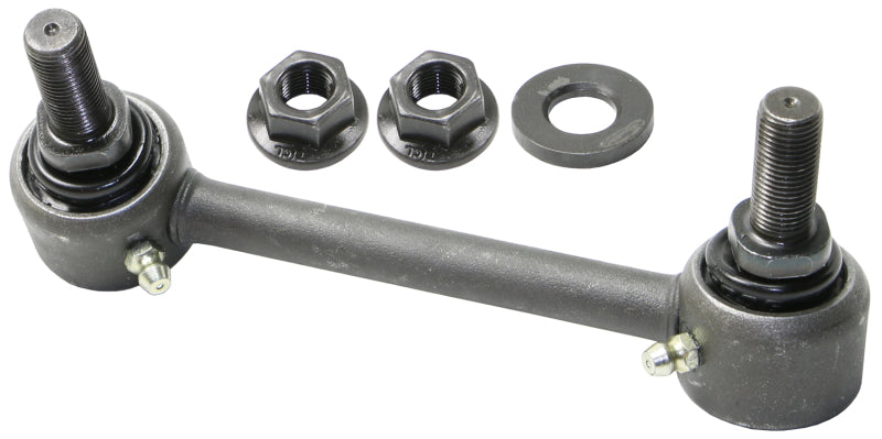 Moog rear right sway bar endlink for Lexus IS300 2016-2019, showing the metal link with rubber bushings