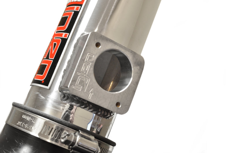 Injen polished cold air intake for 2017-2018 Toyota iA 1.5L engine, showing the sleek, shiny metal intake pipe and filter.