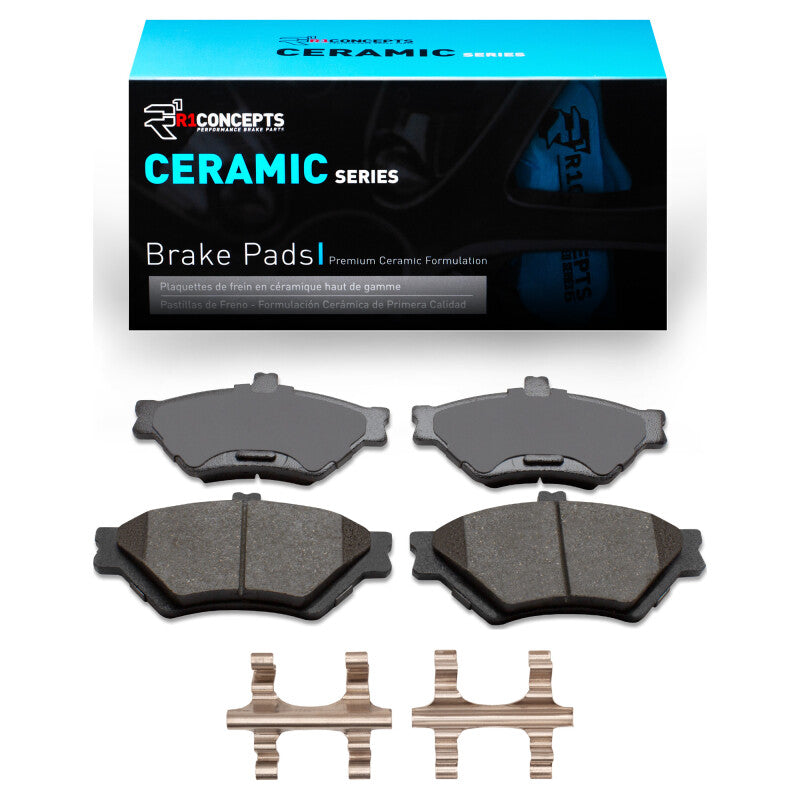 R1 Concepts Ford Crown Victoria R1 95-97 front ceramic brake pads and hardware kit installed on vehicle.