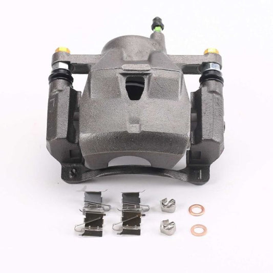 PowerStop OE front left brake caliper with bracket for 2013 Scion iQ, showing the black caliper and mounting hardware.