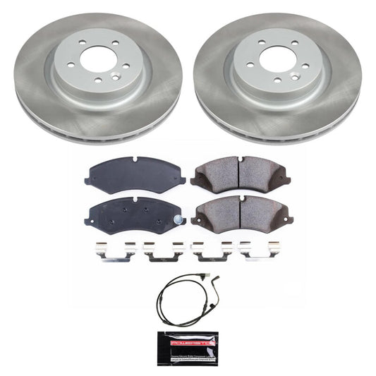 PowerStop performance semi-coated front brake rotor kit for 2010-2013 Land Rover Range Rover Sport, showcasing the brake rotors.