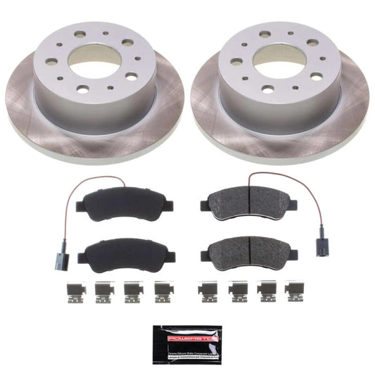 PowerStop rear semi-coated rotor kit for 2014-2021 Ram ProMaster 3500 brake upgrade, performance brake kit with rotors and hardware.