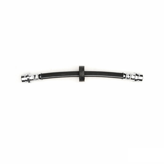 DFC Ford Focus rear brake hose from the brake line kit, showing the rubber brake line with metal fittings.