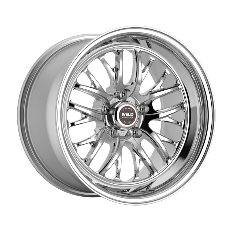 Weld S82 forged wheel with 18x9 size, 5x120.65 bolt pattern, black center, polished shell finish, 3.18 HB, non-BL wheel