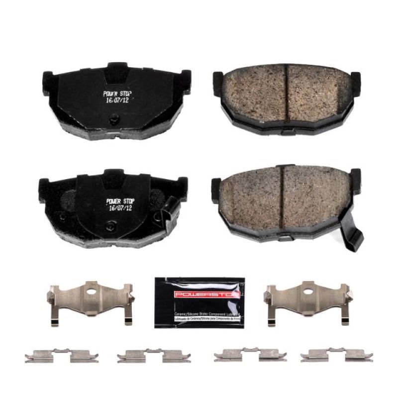 PowerStop Z23 Evolution Sport rear brake pads for Hyundai Elantra, with hardware, designed for high-performance braking.