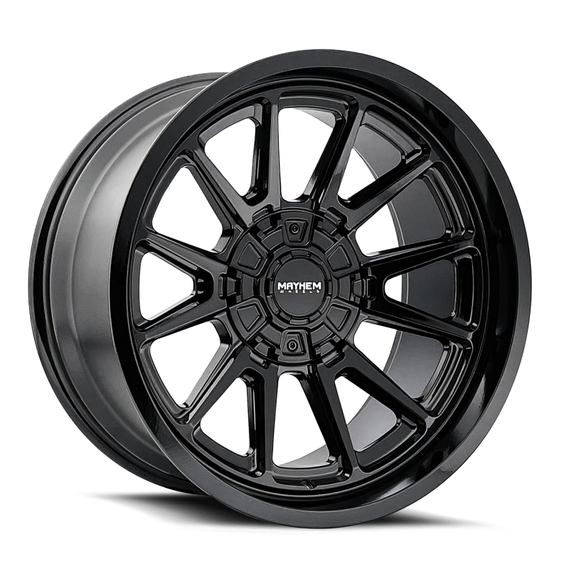 Mayhem 8116 Intrepid 18x9 cast alloy wheel in gloss black with 8x165.1 bolt pattern and -12mm offset for off-road vehicles