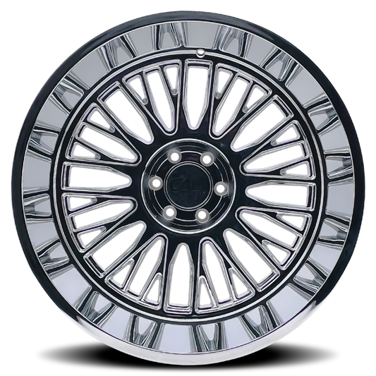 Cali Off-Road Vertex 20x10 chrome cast wheel with 6x139.7 bolt pattern, -25mm offset, and 106mm hub for off-road vehicles