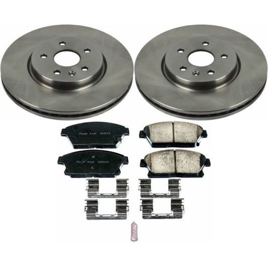 PowerStop OE front brake kit for 2015-2016 Chevrolet Trax showing brake rotors and calipers installed