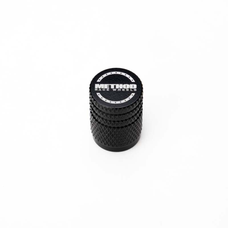 Black Method Wheels valve stem caps, set of 5, designed for durable, secure tire valve protection on vehicle wheels.