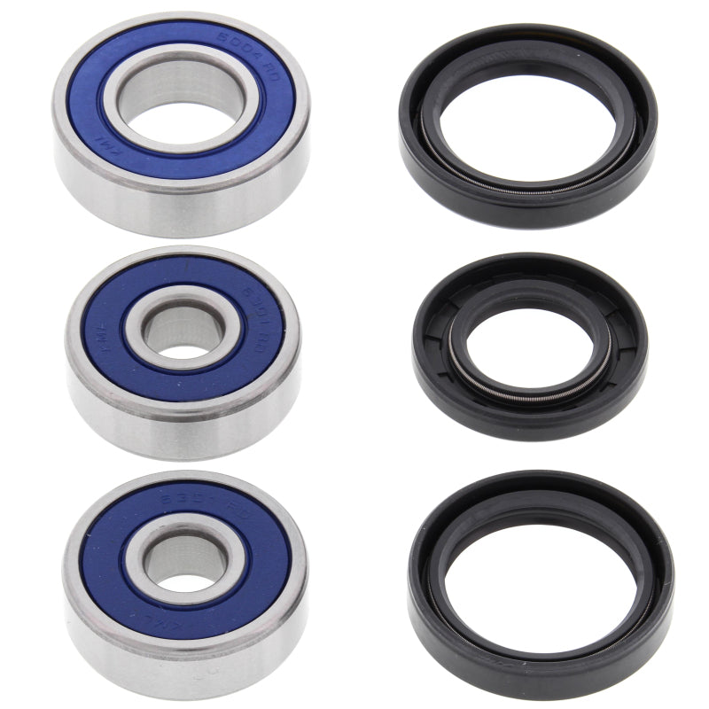 Rear wheel bearing kit for Yamaha PW80 motorcycle by All Balls Racing, including bearings and components for wheel maintenance.