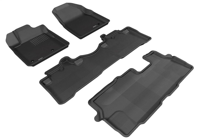 3D MAXpider black rubber floor mats for 2009-2015 Honda Pilot, full set of custom-fit automotive interior protection