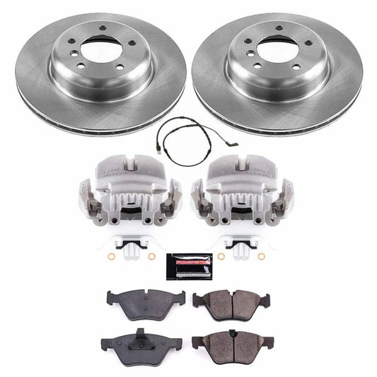 PowerStop OE front brake kit with calipers for BMW Z4 2009-2010, featuring high-performance brake components.