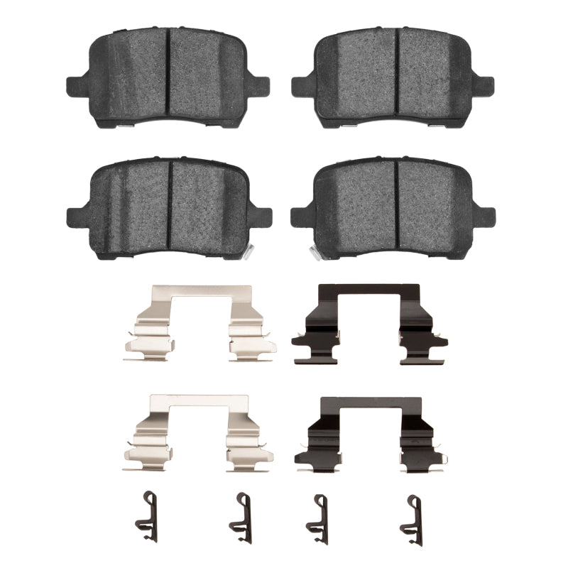 R1 Concepts OE semi-metallic brake pads and hardware kit for Chevrolet HHR 2004-2012 front brake system.