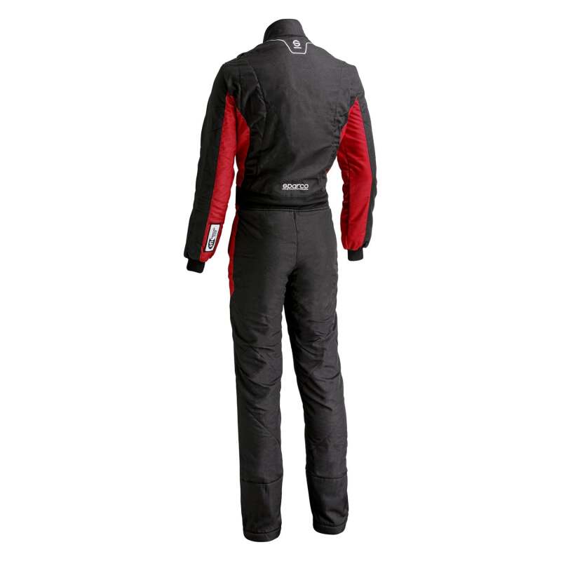 SPARCO racing suit Stint 50 in black and red, featuring a sleek design with racing details and branding on the fabric.