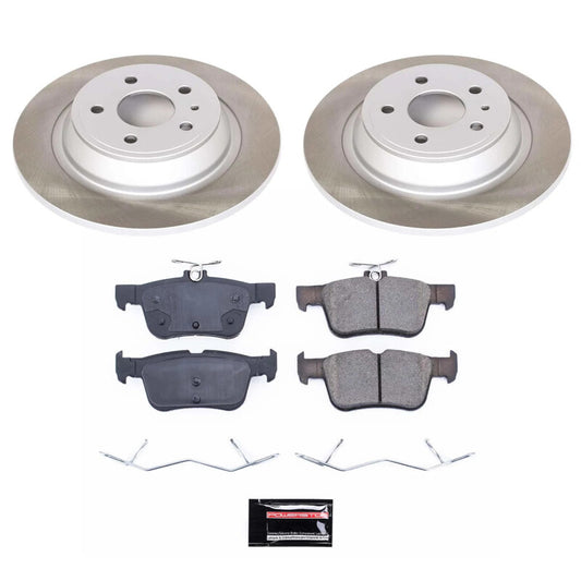 PowerStop rear semi-coated rotor kit for 2013-2016 Lincoln MKZ, performance brake components with a clean, smooth finish