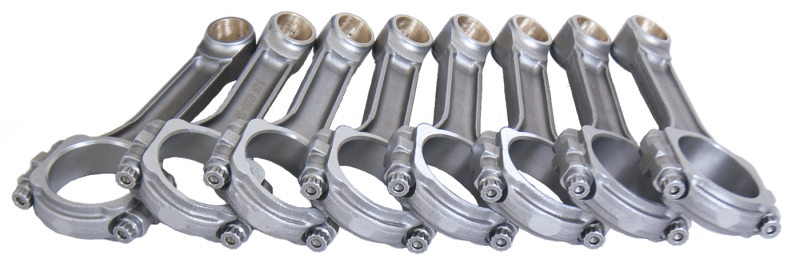 Eagle Chevrolet 6.000-inch 5140 steel I-beam connecting rods for V8 engines, set of 8, showing polished metal construction