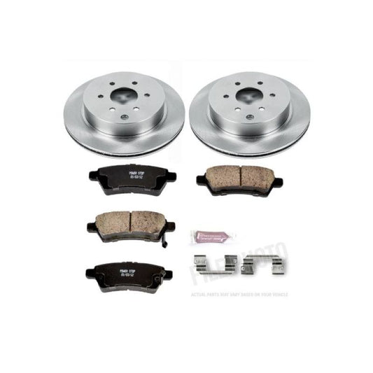 PowerStop OE rear brake kit for Nissan Pathfinder 2005-2012, includes brake rotors and pads for enhanced stopping power.