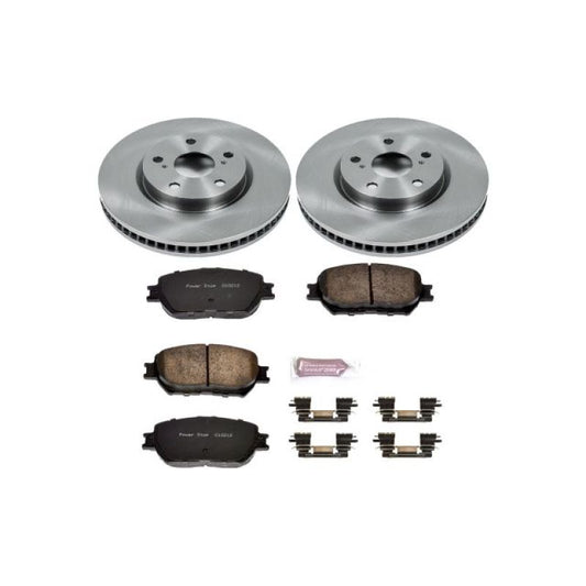 PowerStop OE brake kit for 2006 Lexus GS300 front brakes, including rotors and pads, installed on vehicle.