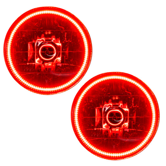 Oracle Lighting Jeep Wrangler TJ LED Halo Headlights with red accents, pre-assembled for 1997-2006 Jeep Wrangler TJ.