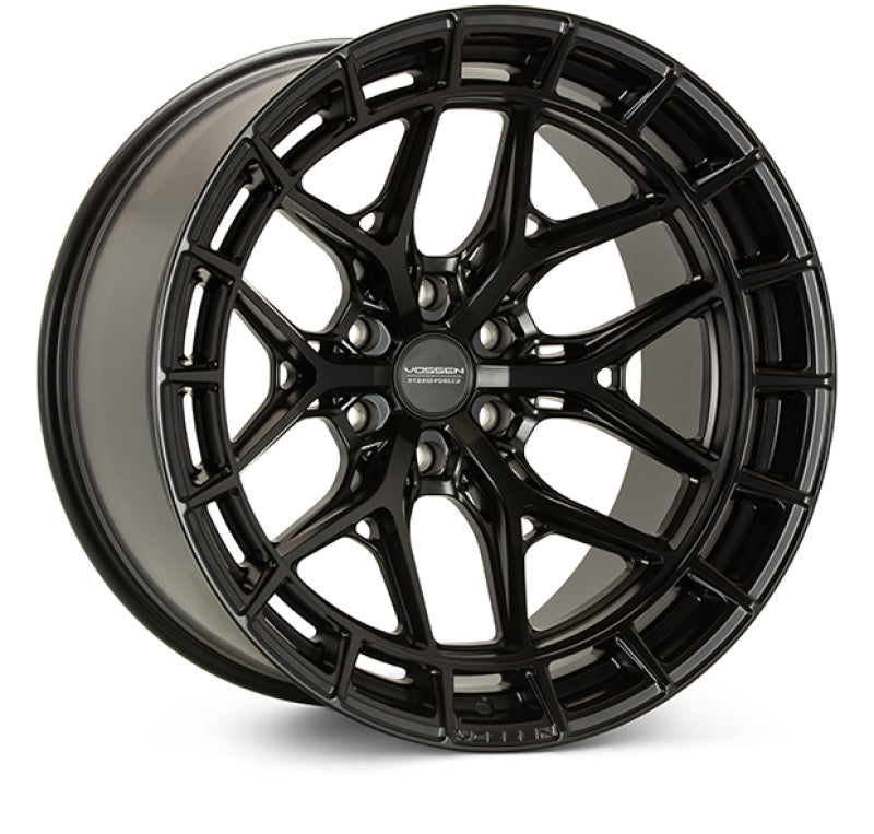 Vossen HFX-1 20x9.5 forged satin black wheel with 6x139.7 bolt pattern and +15 offset, featuring deep concave design.