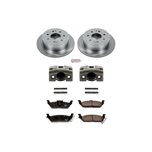 PowerStop OE rear brake kit with calipers for Ford F-150 2004-2011, featuring brake rotors and calipers for enhanced stopping power.