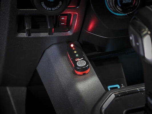 aFe Scorcher Blue Power Module for 2022-2025 Ford Bronco Raptor, Bluetooth-capable in-line performance module installed in engine bay