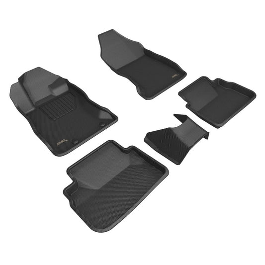 Black rubber 3D MAXpider Kagu floor mats for 2022-2023 Subaru WRX, featuring textured surface and custom fit design.