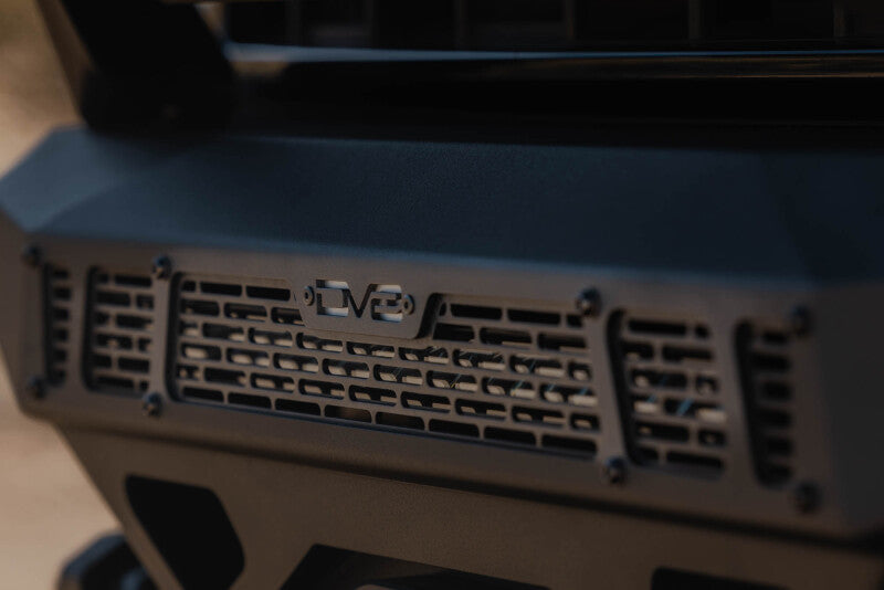 Steel front bumper for Ford Super Duty F-250/F-350 trucks by DV8 Offroad, part of the Spec Series, rugged and durable design.
