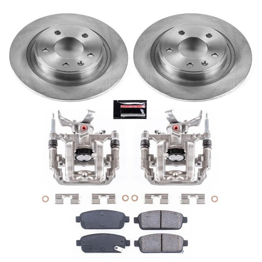 PowerStop rear Autospecialty brake kit with calipers for 2016-2017 Buick Cascada, showing new brake rotors and calipers.