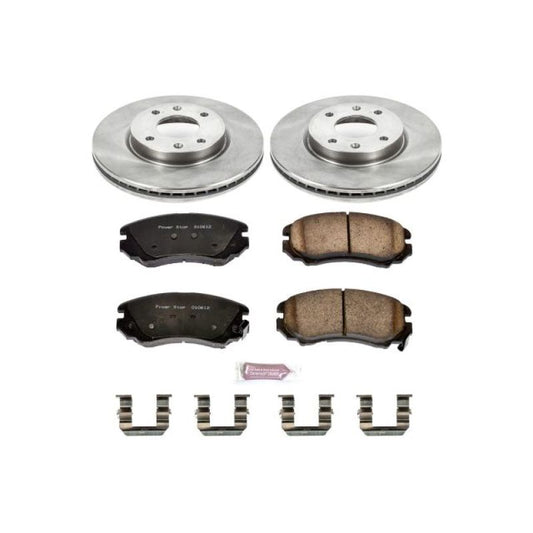 PowerStop OE front brake kit for 2003-2005 Hyundai Sonata, includes brake rotors and pads, designed for reliable stopping performance.