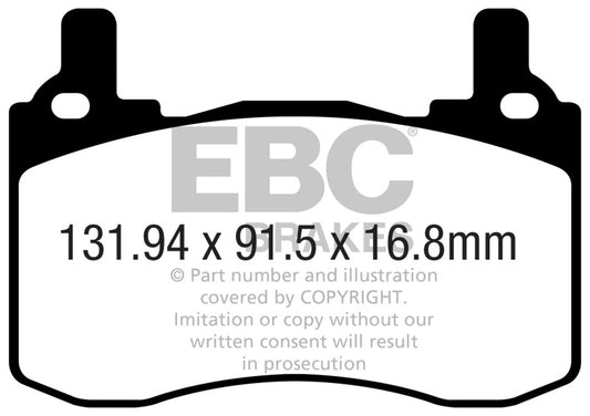 EBC Genesis G70 2.0L Turbo Brembo Greenstuff rear brake pads, high-performance automotive brake pads with green friction material